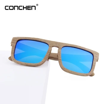

CONCHEN Polarized Sunglasses Men Handmade Wooden Sun glasses Women Bamboo Square Frame Vintage Fashion Glasses