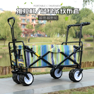 21% Pastoral Four-wheel Folding Portable Trolley Outdoor Camping Supermarket Van Shopping Cart Shopping Cart Home Push Cart - Цвет: style10