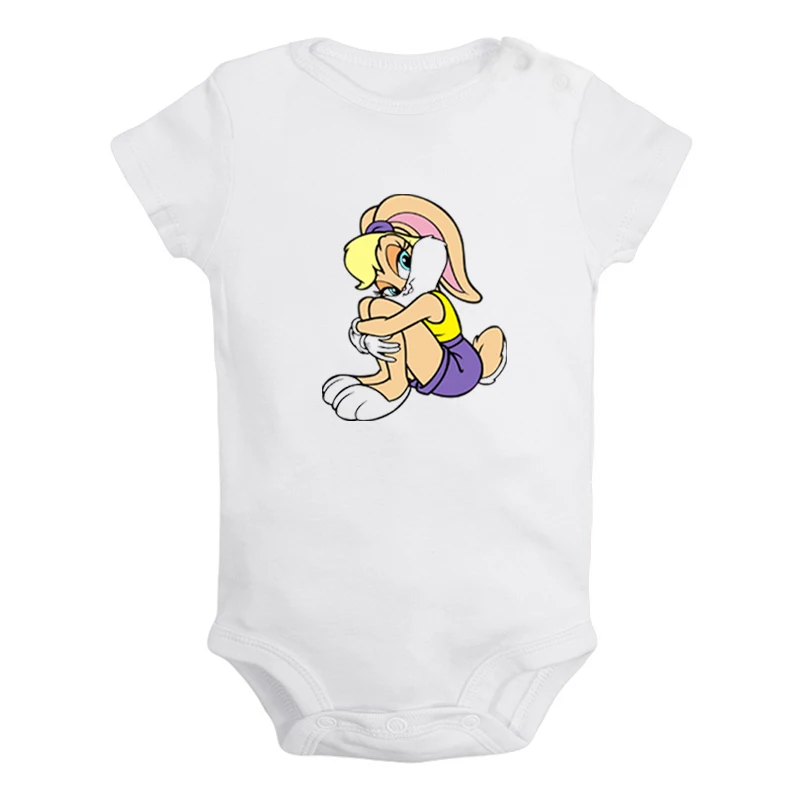 JcBaby1345WD Милая надменная счастливая утка Лола Банни, Одежда для новорожденных мальчиков и девочек, комбинезон с принтом, боди для младенцев, хлопковая одежда с короткими рукавами - Цвет: JcBaby1345WD