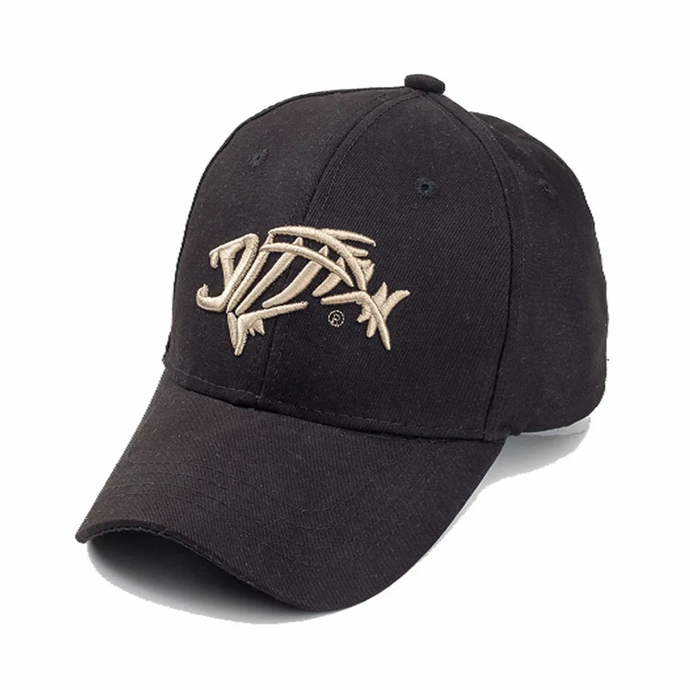 

High Quality Outdoor Fishing Cap Baseball Cap Solid Breathable Cotton Trucker Hat For Men Women Fish Bone Embroidery Gorras Male