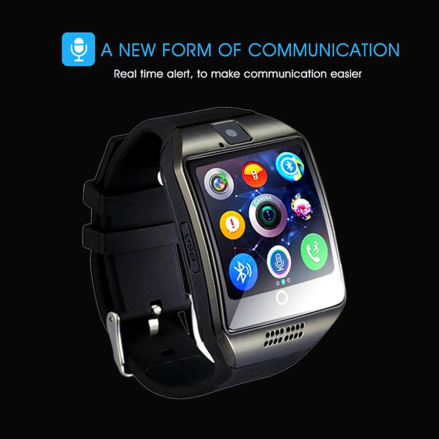 Новые Bluetooth Смарт часы для мужчин Q18 с камерой Facebook Whatsapp Twitter Синхронизация SMS Smartwatch поддержка SIM TF карты для IOS Andr