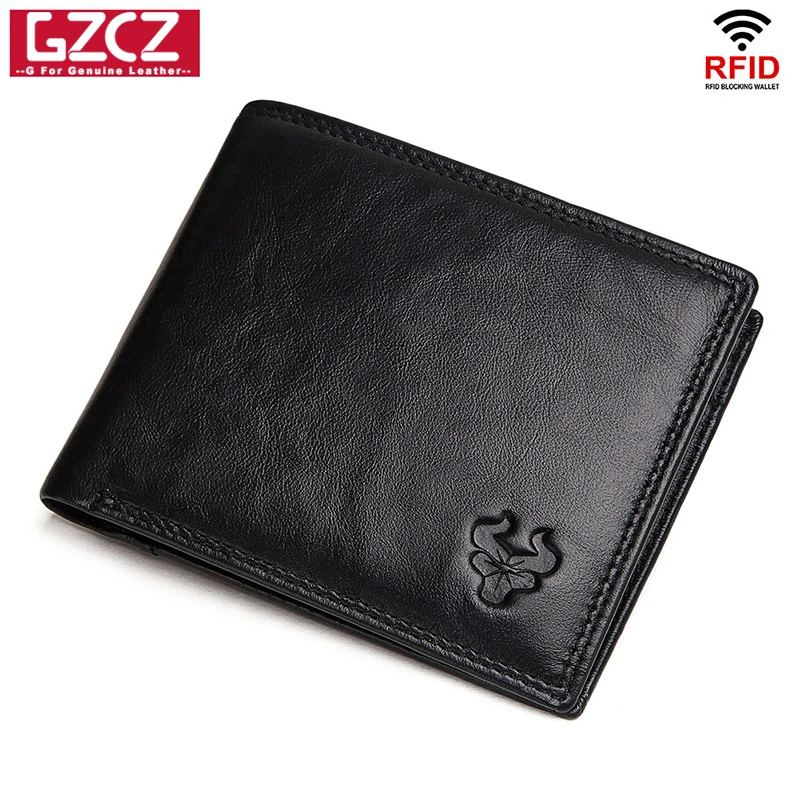 Кошелек GZCZ Rfid из 100% натуральной кожи мужской кошелек для кредитных карт тонкие