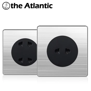 

EU Standard Plug Socket China Plug Wall Power Socket 2 Holes 2 Pin Electrical Socket Adapter Stainless Steel Frame Black 86 Type