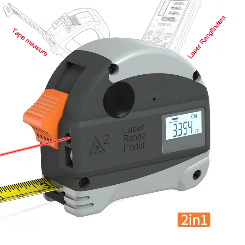 2 в 1 Лазерный диапазон рулетка миллиметр точность измерения 5 м и 30 м