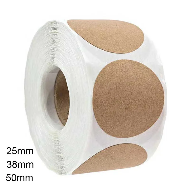 Kraft-Paper-Sticker Decoration-Label Crafts Blank Round-Shape Handmade 500pcs/Roll Gifts