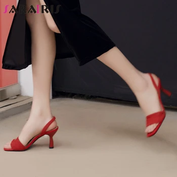 

SARAIRIS Ladies High Heels Date Sandals Summer Comfort Leather Insole Sandals Women Elegant Narrow Band Shoes Woman