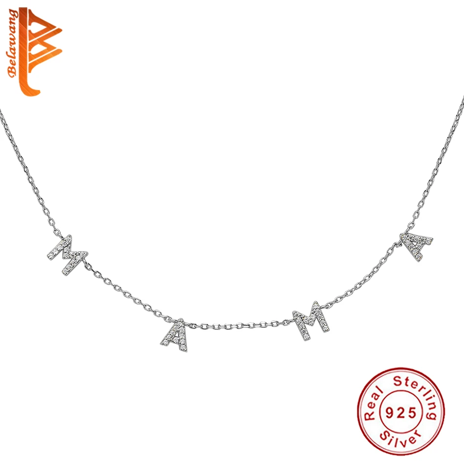 925 sterling Silver Letter MAMA Necklace for Women Silver Color Chain Statement Necklace Unique  Mother's Day Gift  Jewelry silver chain