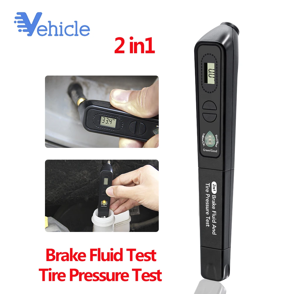 Автомобильный диагностический инструмент 2 в 1 TPMS, тестер тормозной жидкости, ручка TPMS 2 в 1 для DOT3 DOT4 DOT5