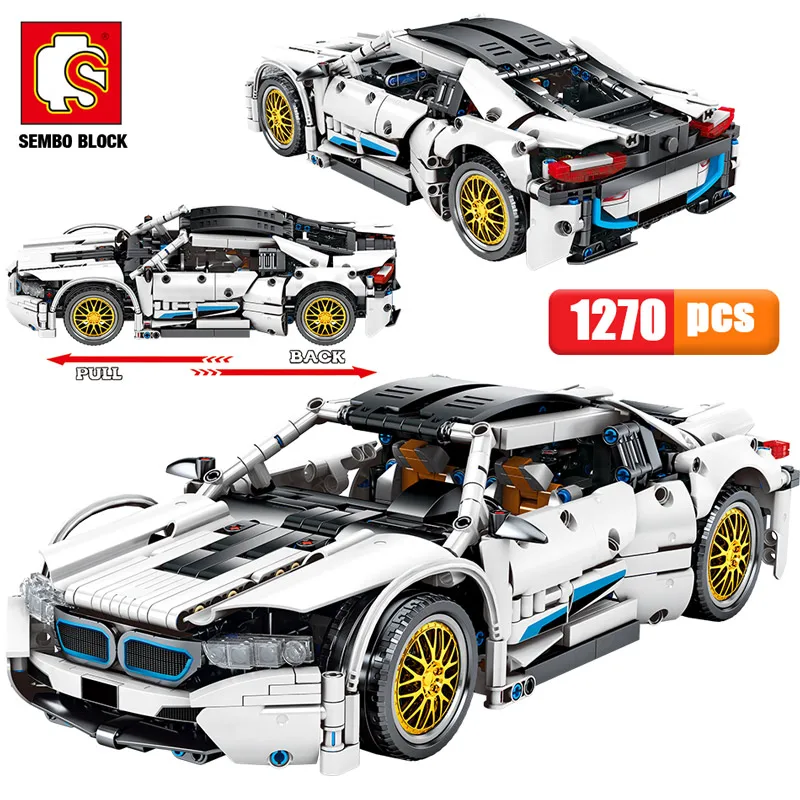 City Electric Pull Back Mechanical Sports Car Building Blocks Creator Supercar Racing Vehicle MOC Model Bricks Toys For Children | Игрушки и