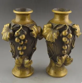 

Muy rara Dinastía Qing (QianLong1711-1799) jarrón de cobre, uva, 2 unids/pack, envío gratis.