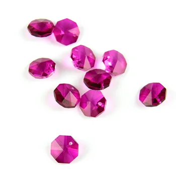 

Fuchsia 14mm Octagon Beads With 1 Hole/2 Holes Crystal Lighting Lamp Parts Beads Strand Component For Home Wedding & DIY
