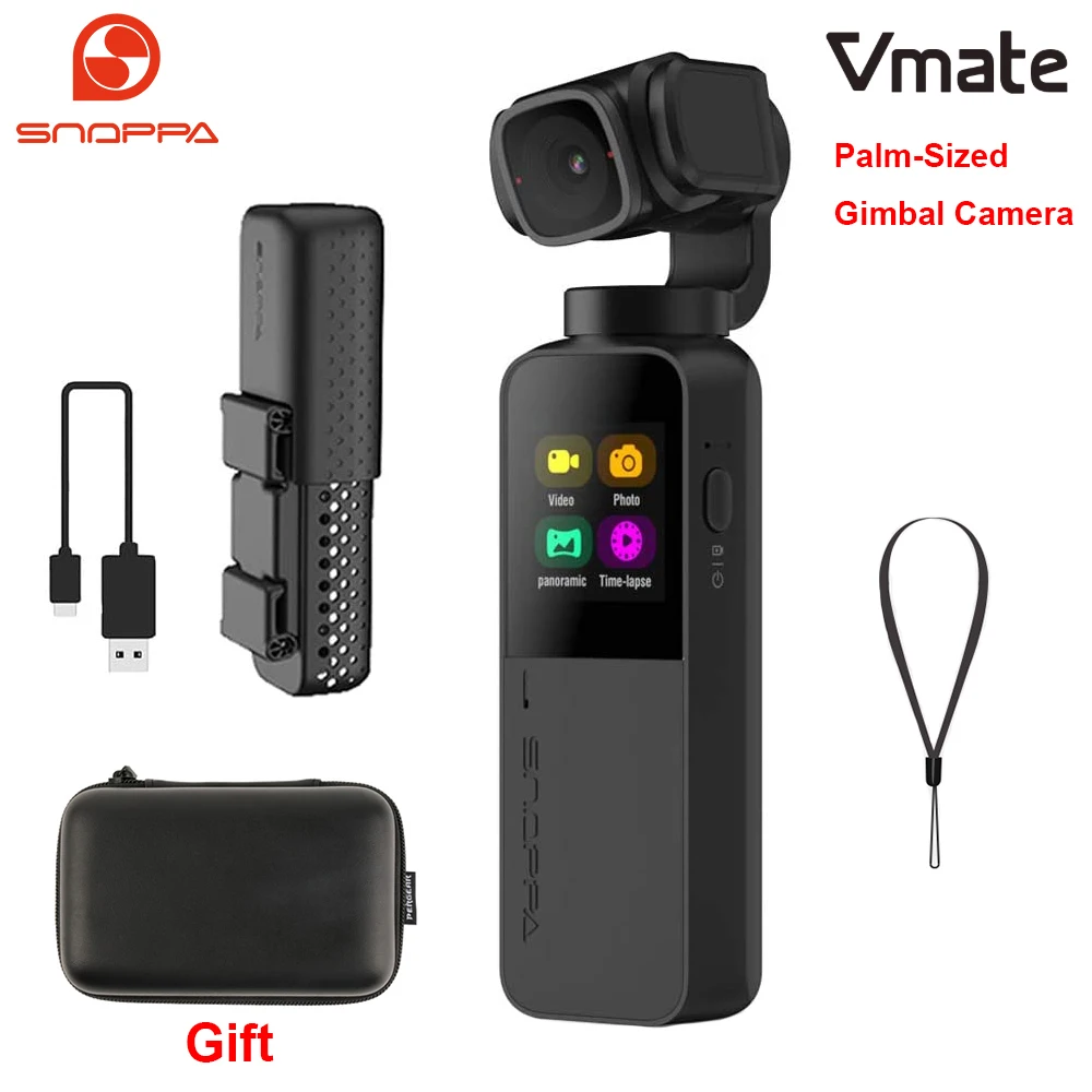 US $228.65 Snoppa Vmate Palm Sized 3 Axis Handheld Gimbal Camera 4k Camera 118g Wifi Connection Microphone 90 Rotating Lens