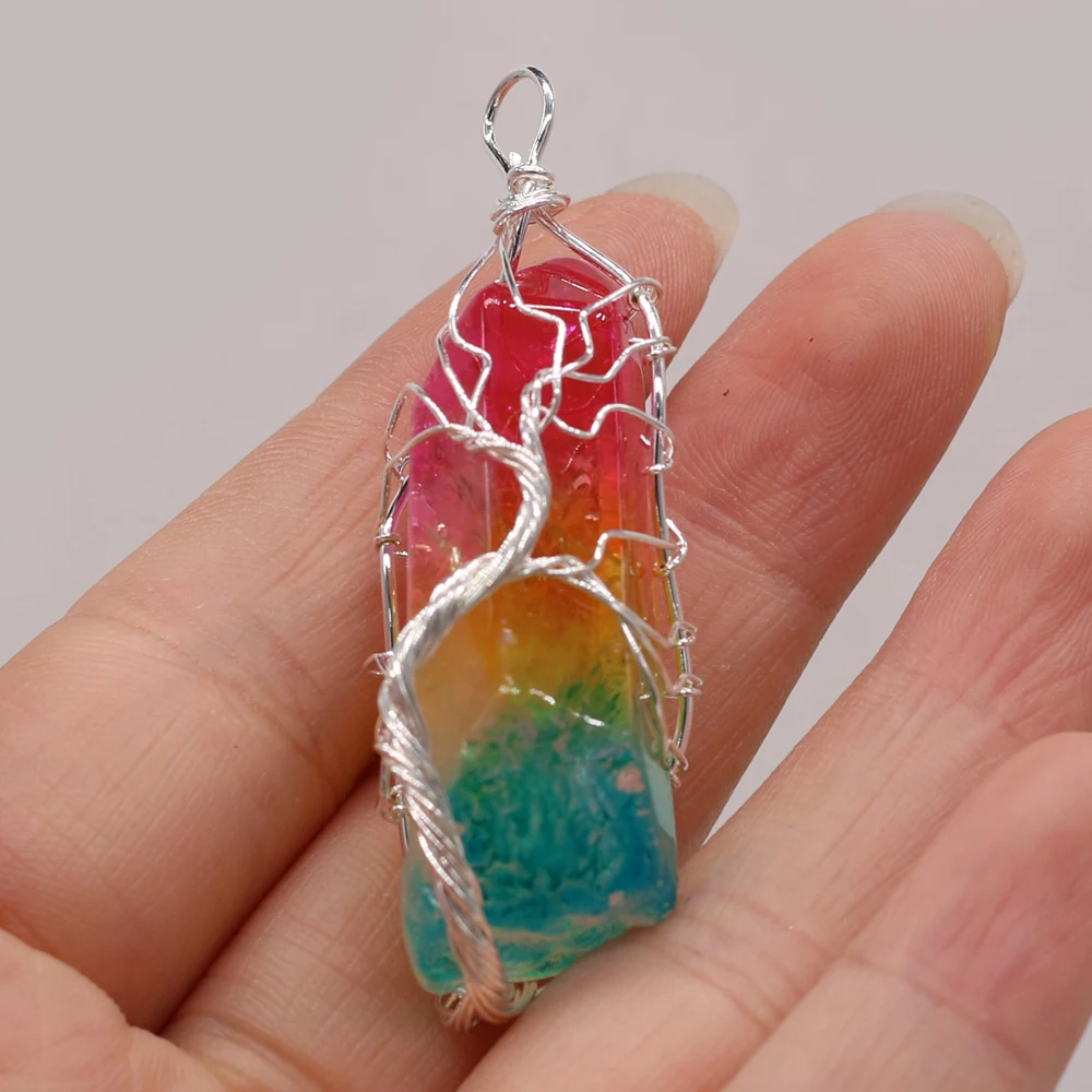 8PCS Wholesale Natural Semi-precious Stone Irregular Shape Winding Pendant Making DIY Necklace Earrings Charms Jewelry Gifts