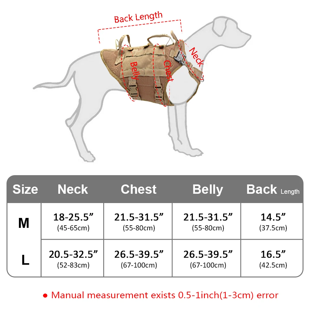 Durable Nylon Dog Harness Tactical Military Working Dog Vest No Pull Pet Training Harnesses Vest for Medium Large Dogs M L - Image 6