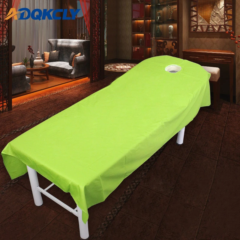 

Green Color Bed Massage Table sheets for SPA Treatment Massage Bed Flat Cover with Round Breath Hole sheet 80*190cm/120*190cm