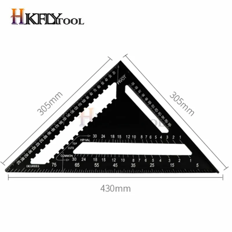 Angle Ruler 7/12 inch Metric Aluminum Alloy Triangle Measuring Ruler Woodwork Speed Square Angle Protractor Measuring Tool