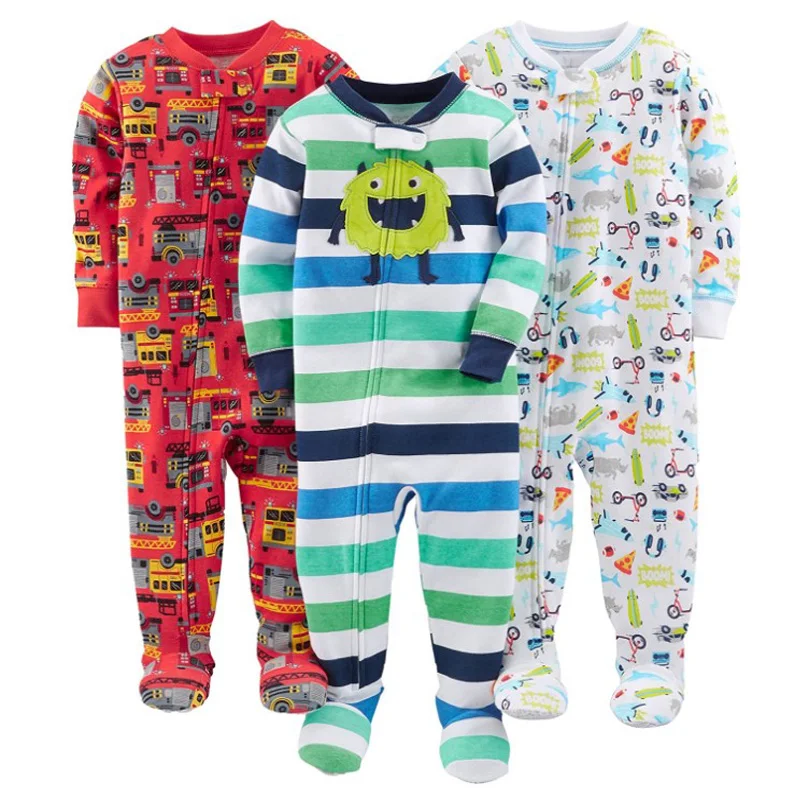 Boys and girls baby cotton rompers foot coveralls jumpsuits children's warm pajamas no foot cover cotton rompers kids pajamas
