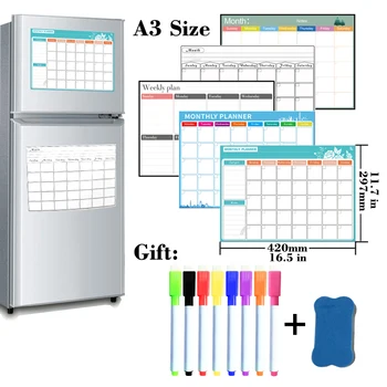 

A3 Size Magnetic Monthly Weekly Planner Calendar Table Dry Erase Calendar Whiteboard Schedules Fridge Sticker Message Board