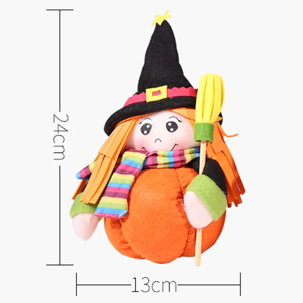 

Witch Dolls Halloween Dolls Soft Brushed Cloth Chidren Ornament Gift Office Pumpkin Dolls Window Show Desktop Toy