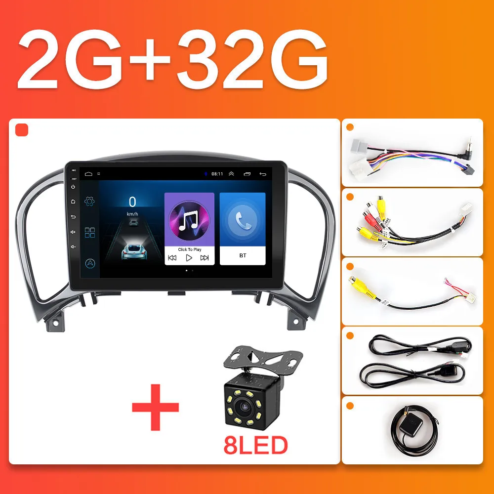 2.5D экран Android 8,1 автомобильный мультимедийный плеер dvd gps авто радио для Nissan Juke 2011 2012 2013 wifi стерео - Цвет: WIFI-2G-32G-8LED
