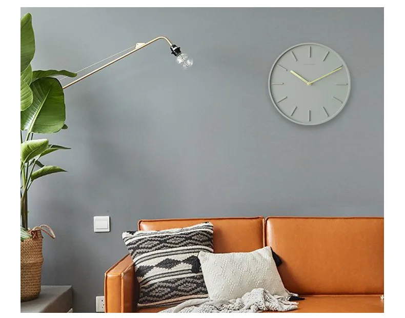 Modern Minimalist Wall Clock Concrete And Copper 11-Inch Measuring-Creative Home Clock New Style Northern European-Style Cement
