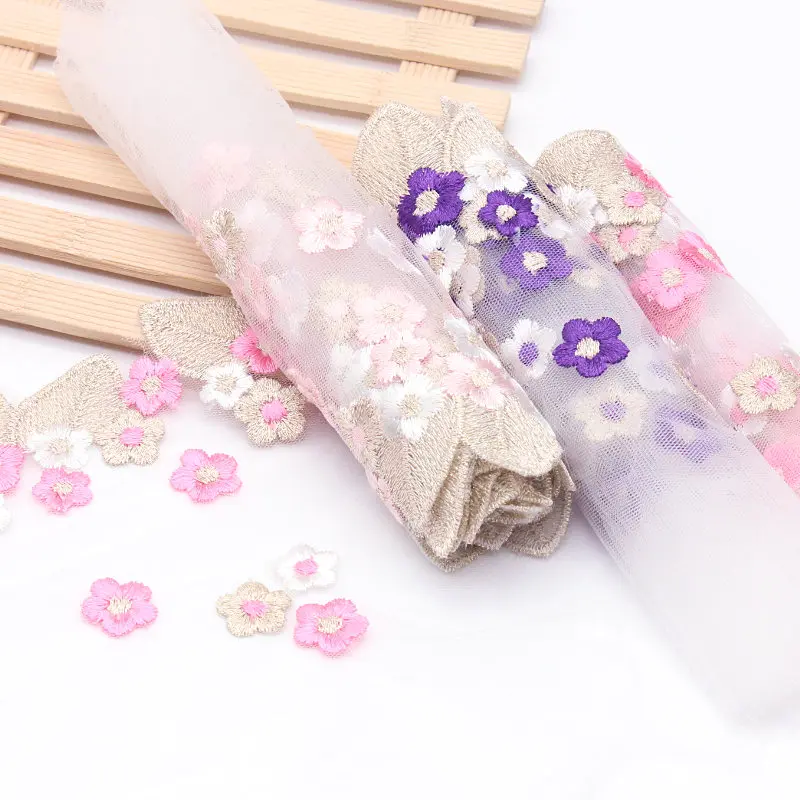 

2 Yard/Pack Gold Chiffon Flower Embroidered Lace Edge Trim Ribbon Floral Applique Fabric Handmade DIY Wedding Dress Sewing Craft