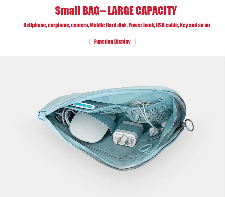 Muchacha Trendy Twill Nylon Travel Mobile Gadget USA Cable Devices Insertion Organizer Flight Pilot Digital Storage Pouch Bag