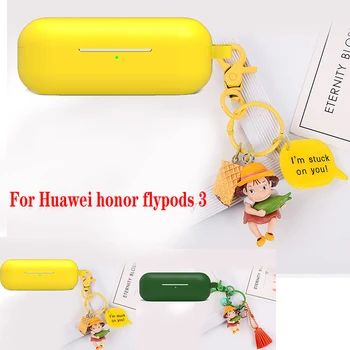 

fundas For honor flypods 3 case fashion cute cartoon keychain Headset case For Huawei honor flypods 3 case keyring Earphone case
