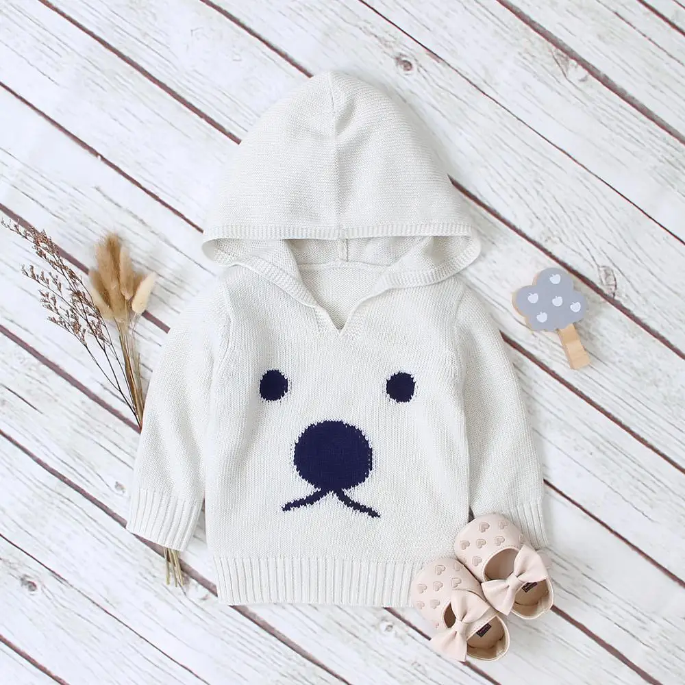 Baby Sweaters For Boys Cartoon Pattern Knitted Newborn Bebe Girls Bunny Jumpers White Outerwear Infant Knitwear Tops 0-2T Autumn