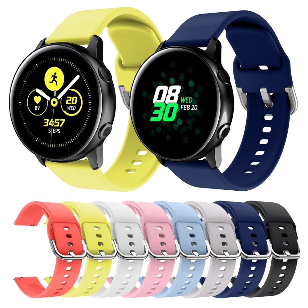 Ремешок силиконовый для Samsung Galaxy Watch 42 мм Active 2 40 44 спортивный браслет Gear S2 Huami Amazfit