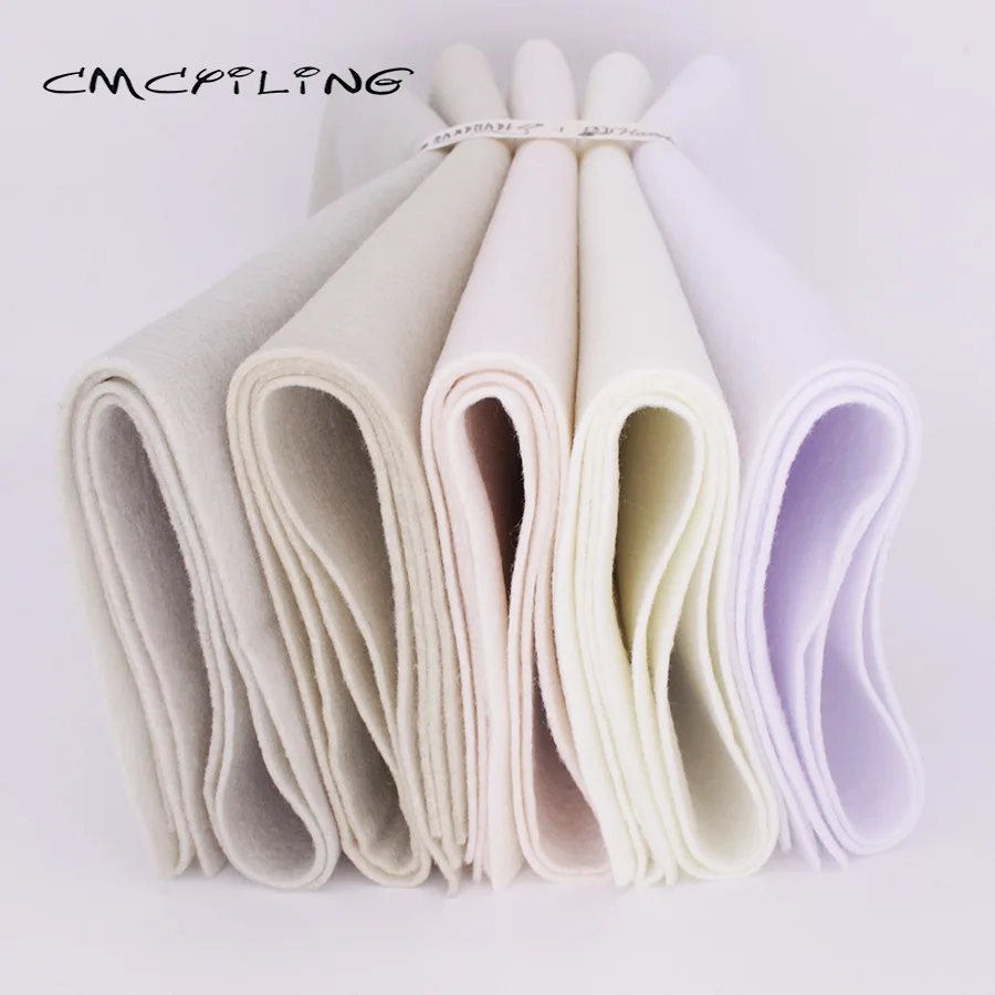 White Series Patchwork Soft Felt Fabric Needlework DIY Sewing Dolls Crafts/Non-Woven/Polyester Cloth 25cmx28cm 5Pcs/Lot