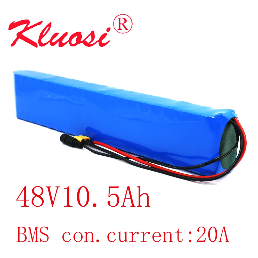 KLUOSI 48V 10.5Ah 10Ah 250W 450W 750W 13S3P 11Ah 54.6V Li-ion Rechargeable Battery Pack Built-in 20A BMS for Scooter Ebike Motor |