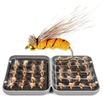 

40Pcs/Boxed Dry Fly Fishing Lure Dry Flies Fish Hook Lures Fishing Black Brown Wooly Bugger Streamer Fly Fishing Lures