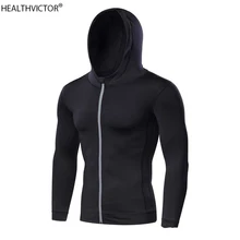Эластичная быстросохнущая Мужская толстовка на молнии для спортзала, баскетбола, футбола, бега, плотно облегающая мужская куртка для тренировок с длинным рукавом