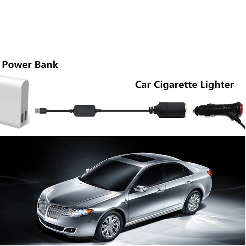 1PC USB 5V To 12V Car Cigarette Lighter Socket Female Converter Power Adapter Cable useful car accessaries