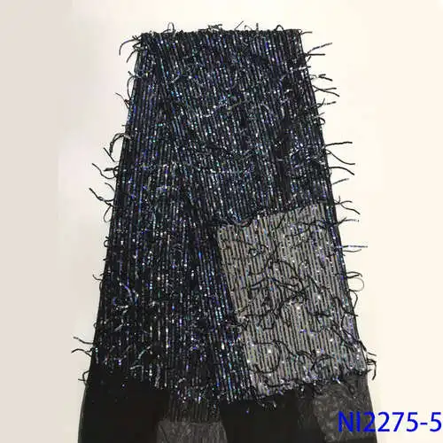 Picture -5 NANI2275-1, Золотая кружевная ткань, нигерийское кружево Tissu для шитья одежды, хорошее качество, Африканское Сетчатое кружево с пером, французское кружево - Цвет: Picture -5
