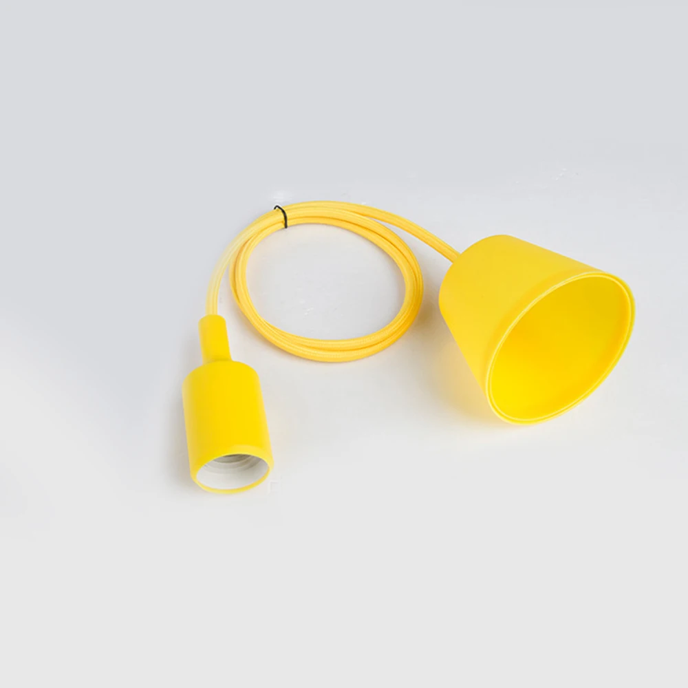 E27 Подвесная лампа база держатель лампы самодельное гнездо красочные силиконовые линии люстра освещение точка резиновый потолочный светильник для дома - Цвет: Цвет: желтый