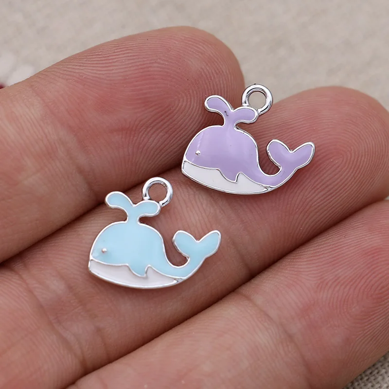 16pcs Enamel Silver Color Whale Charms Pendant for Jewelry Making Earrings Bracelet Necklace Accessories DIY Craft 17x14mm | Украшения и