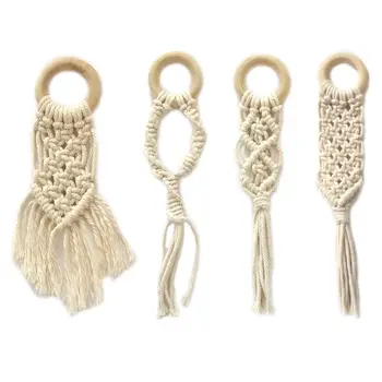 

Children Baby Teether Wooden Cotton Pendant Kids Room Wall Hand-woven Ornaments C63C