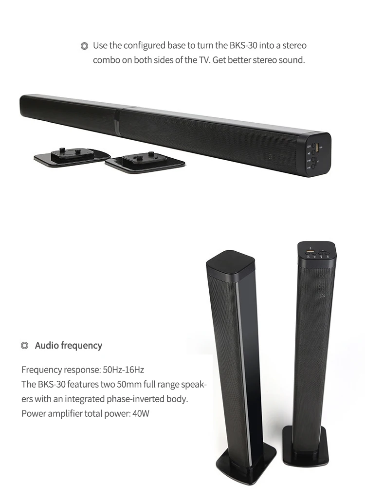 Soundbar TV 40W Subwoofer Bluetooth Speaker Stylish Fabric Sound Bar Hifi 3D Stereo Surround Support RCA HDMI For Home Theater