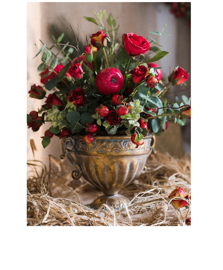 

handcrafted gold antique retro metal flower vase
