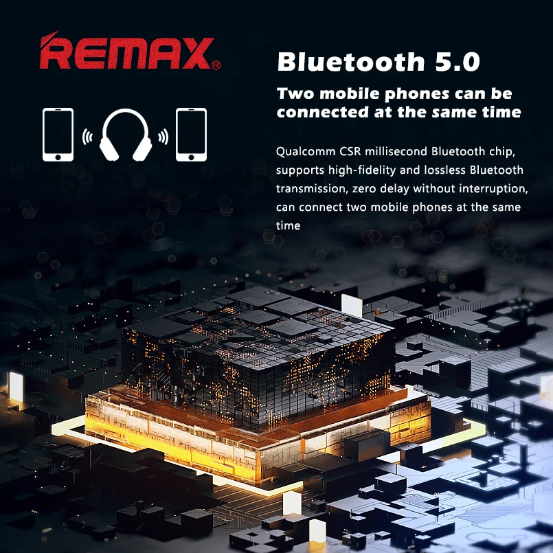 REMAX Headphones Wireless HIFI Stereo Earphones Bluetooth Profession Noise Reduction Headphones Multiple Co connections Earphone