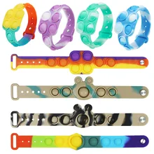

2022 Bracelet Simple Dimple Fidget Toys Push Bubble Silicone Keychain Anti Stress Reliever Sensory Squeeze Toy Gift for Kids