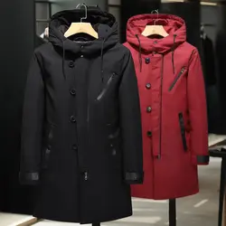 2019 зимняя куртка для мужчин Толстая ветрозащитная Теплая мужская длинная пуховая куртка с капюшоном 90% белое пуховое пальто парка зимняя