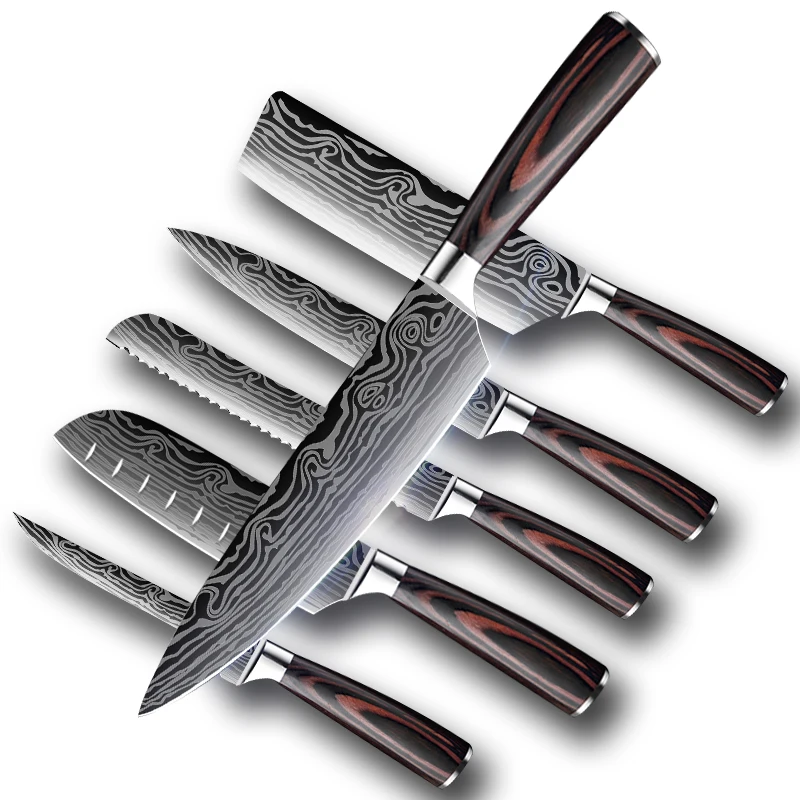 DEKO Kitchen Knives Set Boning   Professional Chef Knives Sharp Stainless Steel Damascus Japanese 7CR17 440C High Carbon