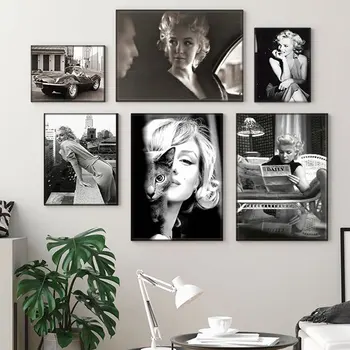 

Wall Art Canvas Marilyn Monroe Painting Home Decor Black and White Picture Hd Prints Modern Famous Figure Poster Bedroom Modular
