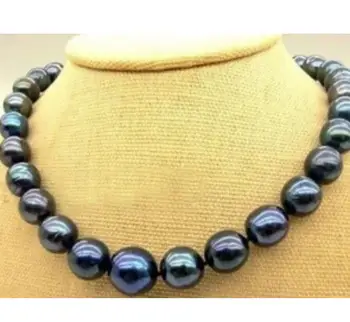

Jewelry Free Shipping New 10-11mm Tahitian Black Natural Pearl Necklace 18" AER