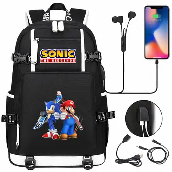 

Anime Sonic Boom Hedgehogs Backpack for Teenagers Boys Girls School Bags Waterproof Multifunction USB Charging Backpack Mochila