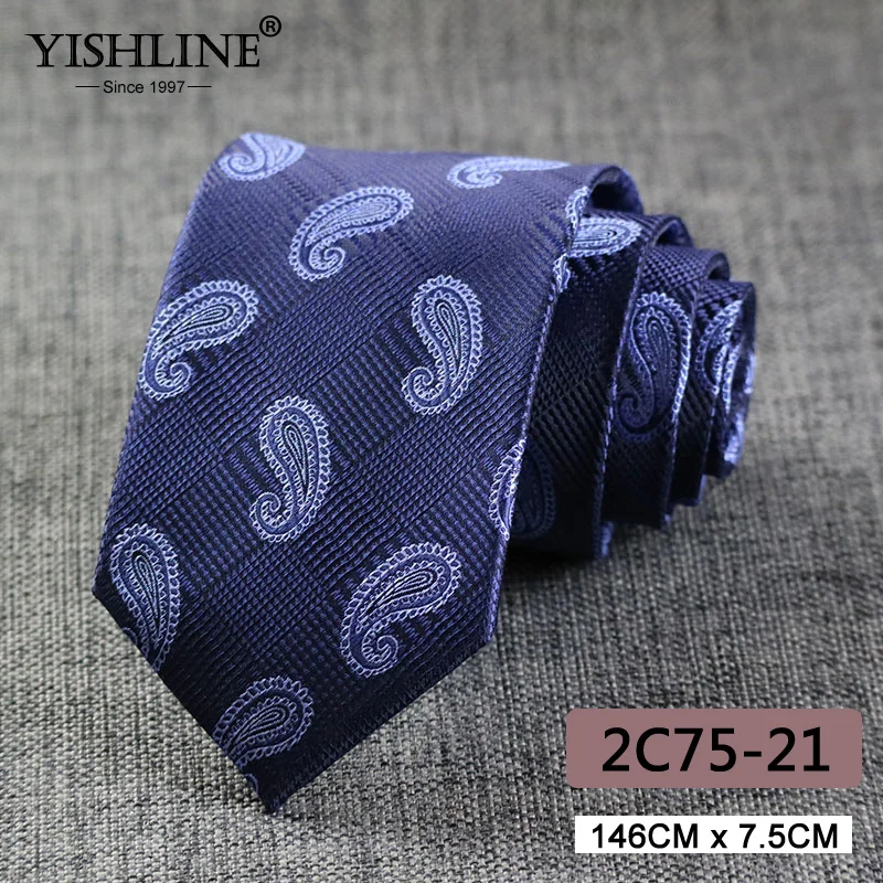 Новинка 2,9" Мужские жаккардовые галстуки с узором пейсли из полиэстера и шелка, галстуки для шеи 7,5 см, полосатые галстуки для мужчин, бизнес, свадьбы