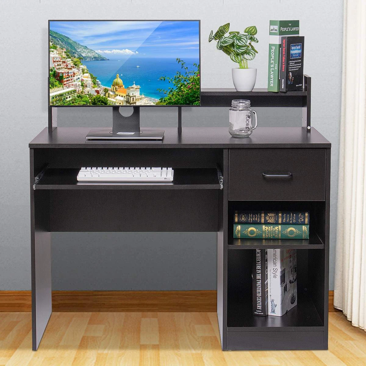 Escritorio para ordenador mesa con estantería y cajón de alta capacidad de Escritorio PC portátil muebles para dormitorio estación de trabajo|Escritorios para ordenador| - AliExpress